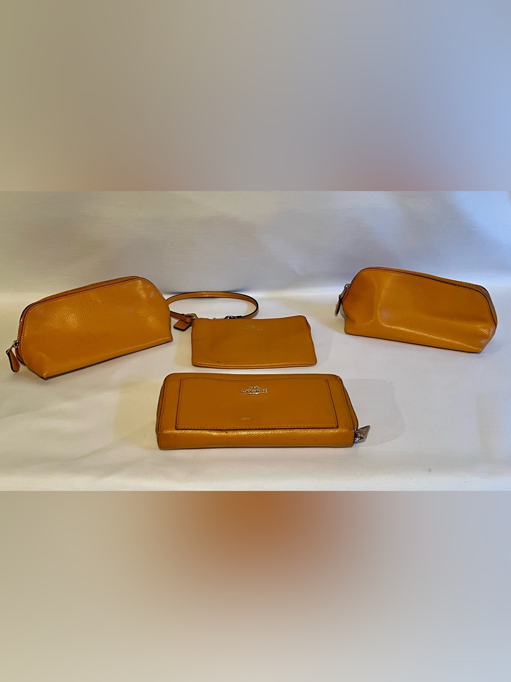 Coach Mustard Leather Wallet, 2 make up bags and Wristlet